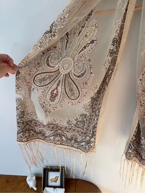 Vintage western paisley fringe scarve